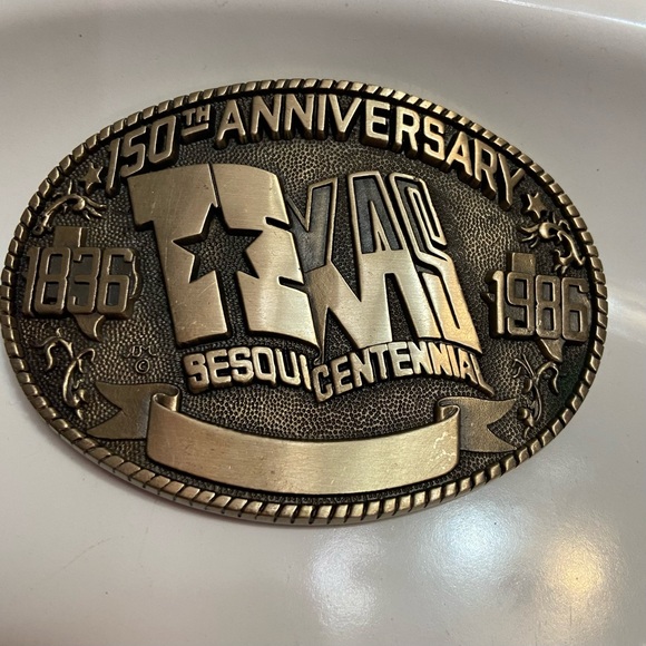 TEXAS 150th Anniversary Sesquicentennial Solid Brass Collector Belt Buckle EUC - Picture 5 of 9